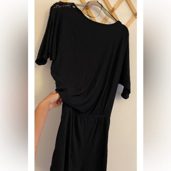 Tart Romper Women's Small Black Shoulder Cut Outs Batwing Sleeves Off Shoulder - Picture 2 of 12